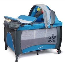 Baby Centre Travel Cot With Folding Mattress - Blue